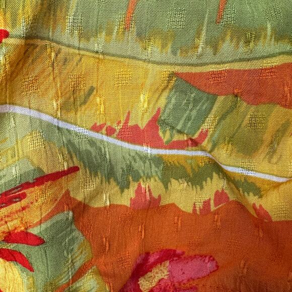 Haute Hippie Tropical Leaf Print Crop Top Womens M Orange Button Back Tie Waist - Picture 6 of 8